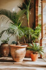 Group of Potted Plants Arranged Closely Together
