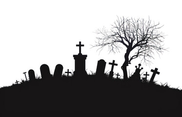 PNG Grave yard silhouette clip art tombstone cemetery outdoors.