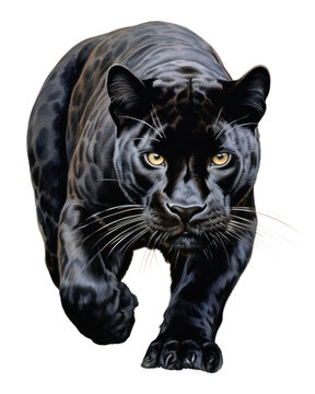 PNG Black panter hunting wildlife leopard animal. 