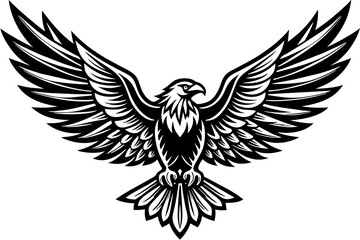Soaring eagle with spread wings vector illustration
