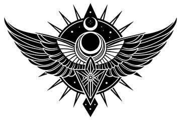 Fototapeta premium Celestial Glyph Vector Silhouette On White Background 