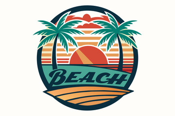 Fototapeta premium Beach icon vintage, white background 