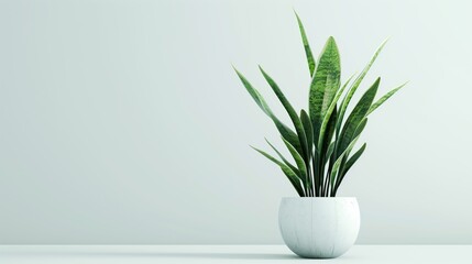 Minimalistic white mock up shelf scene with a green plant, product presentation concept