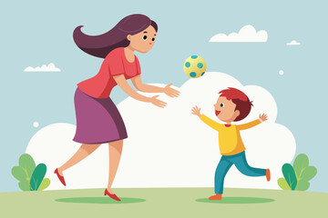 Mom, drop ball vector illustration 