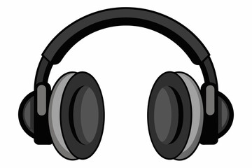 Black headphones on a white background