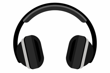 Black headphones on a white background