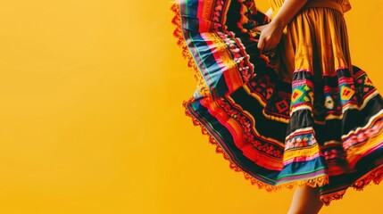 Copy space, Close-up on a folkloric dance with traditional Mexican folk, travel concept, summer,...