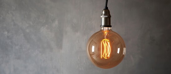 Contemporary pendant lamp featuring a retro light bulb. - obrazy, fototapety, plakaty