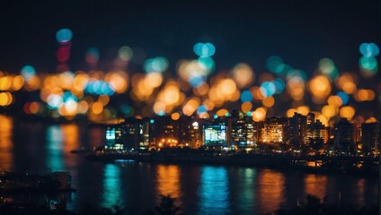 Ethereal city lights bokeh at night