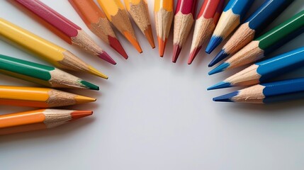 Fototapeta premium Circle of Colored Pencils Arranged in a Circle