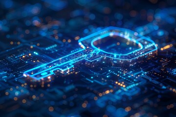 Fototapeta premium digital key, tech and digital security concept