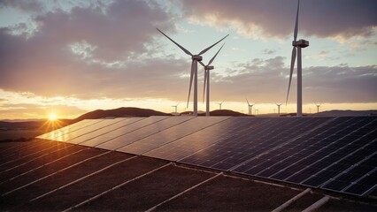 wind turbine at sunset