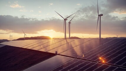 wind turbine at sunset