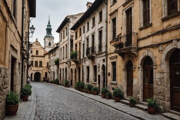 Fototapeta na wymiar Old city streets and buildings