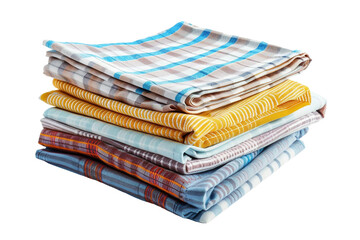 Towering Textiles: A Pile of Folded Towels. On Transparent Background.