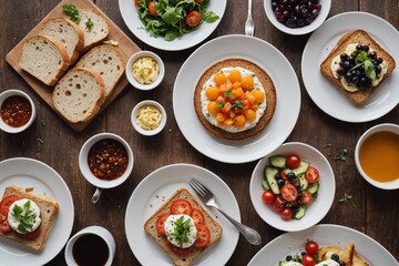 Plates of bread with toppings