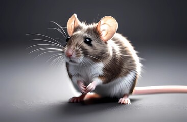 Cute mouse on a gray isolated background