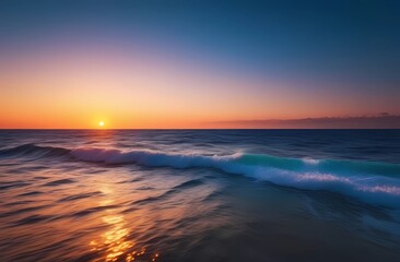 Fototapeta na wymiar Beautiful sunset against the sea waves