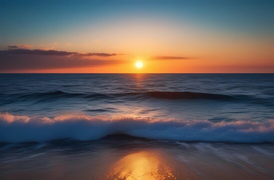 Beautiful sunset against the sea waves