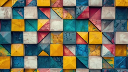 Geometric Design Background with Square Patterns Tile Art