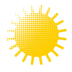Sun and halftone object. hand drawing. Not AI. Vector illustration