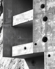 Concrete Art Brutalist Building Facade Close Up
