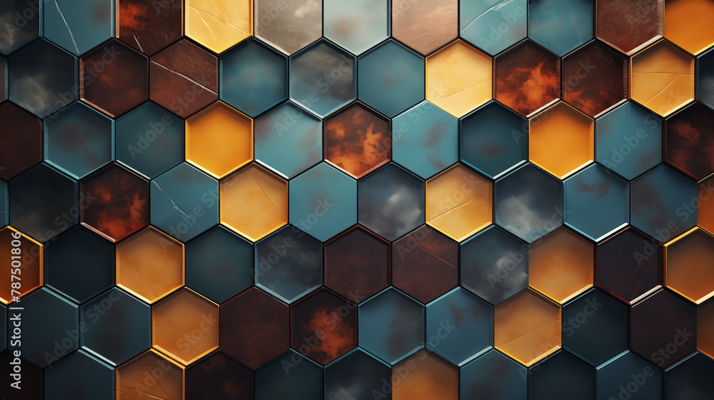 Poster abstract futuristic background with hexagons.