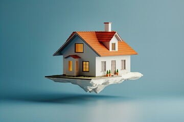 Levitating model of a house, new home concept
