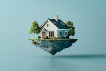 Levitating model of a house, new home concept