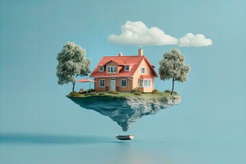 Levitating model of a house, new home concept