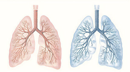 Comparative Anatomical Illustration of Healthy and Obstructed Lungs in Obstructive Lung Disease