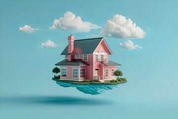 Levitating model of a house, new home concept