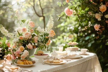 Sun-Drenched Brunch with Floral Decor, Outdoor Setting