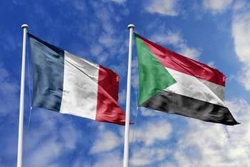 3D illustration, France and South Sudan alliance and meeting, cooperation of states.