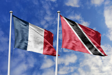 3D illustration, France and Trinidad and Tobagoalliance and meeting, cooperation of states.