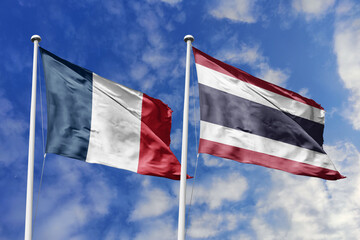 3D illustration, France and Thailand alliance and meeting, cooperation of states.