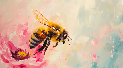 Illustration. Bee on a flower. world bee day - obrazy, fototapety, plakaty