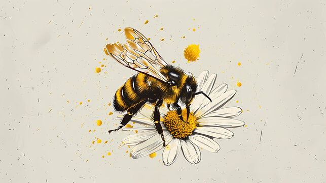 Illustration. Bee on a flower. world bee day
