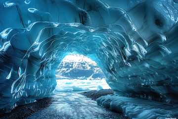 view from an glacier cave in the highlands