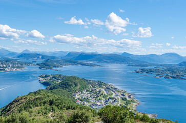 Naklejka premium Aerial view of the town of Alesund, Norway
