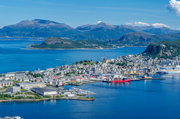 Fototapeta na wymiar Aerial view of the town of Alesund, Norway