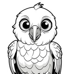 Innocent Curiosity: Baby Owl Illustration in Monochrome