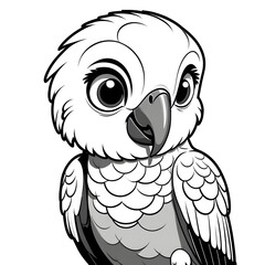 Joyful Parrot Illustration in Monochrome