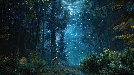 Viewing stars in a forest under ambient lighting