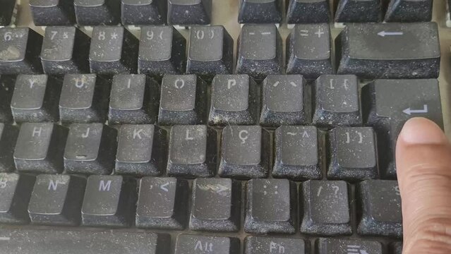 Pressing the enter key on the computer keyboard