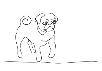 Obraz premium Dog. One line drawing vector illustration.