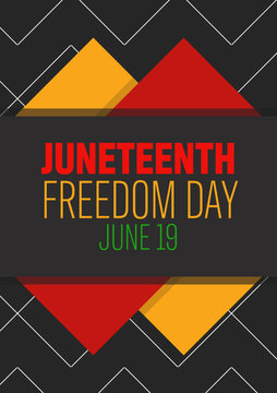 Juneteenth poster template design. History of African American freedom day. Geometric background shape