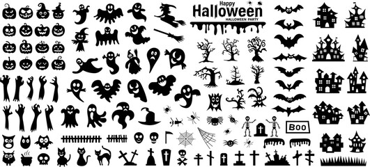 Set of silhouettes of Halloween