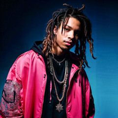 A Painting of a Biracial Braider: Streetwear Icon with Threads and Pink Hair Flair