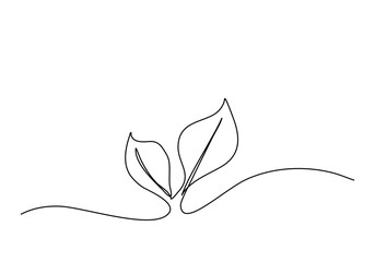 Sprout, one line drawing vector illustration. - obrazy, fototapety, plakaty